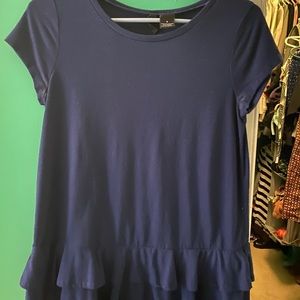 Navy ruffle bottom top